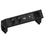 Bachmann Multi-Tischsteckdose Aufb 1USB 902.602 2Steckd schwarz Kunststoff
