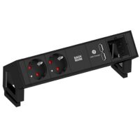 Bachmann Multi-Tischsteckdose Aufb 1USB 902.602 2Steckd schwarz Kunststoff