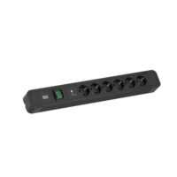 Bachmann Steckdosenleiste 6-fach schwarz 2m 35° 350.020 mit Ein/Aus IP20 ÜSS 1,5qmm