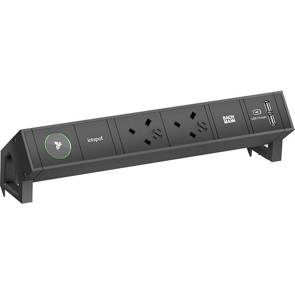 Bachmann Bachmann Steckdosenleiste 2-fach schwarz 1xUSB 902.830 0,2m 45° IP20 1,5qmm