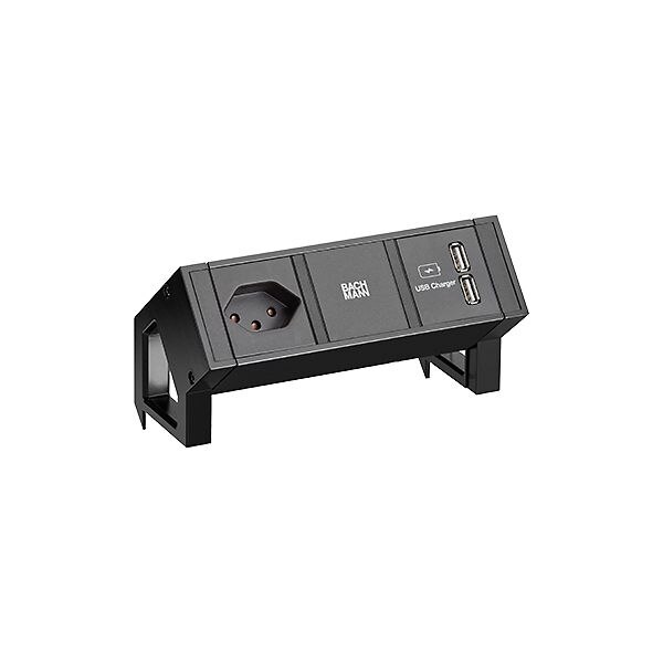 Bachmann Bachmann Steckdosenleiste schwarz 1xUSB 0,2m 902.725 90° IP20 1,5qmm