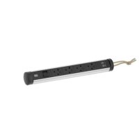 Bachmann Multi-Tischsteckdose Aufb 2USB 707.004 schwarz Aluminium