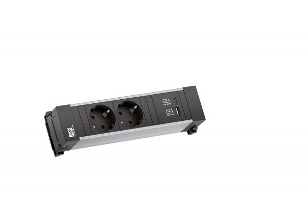 Bachmann Bachmann Steckdosenleiste 2-fach alu 2xUSB 916.501 0,2m 35° IP20 1,5qmm