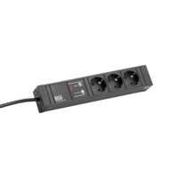Bachmann Steckdosenleiste 3-fach schwarz 2m 35° 420.0069 IP20 ÜSS 1,5qmm