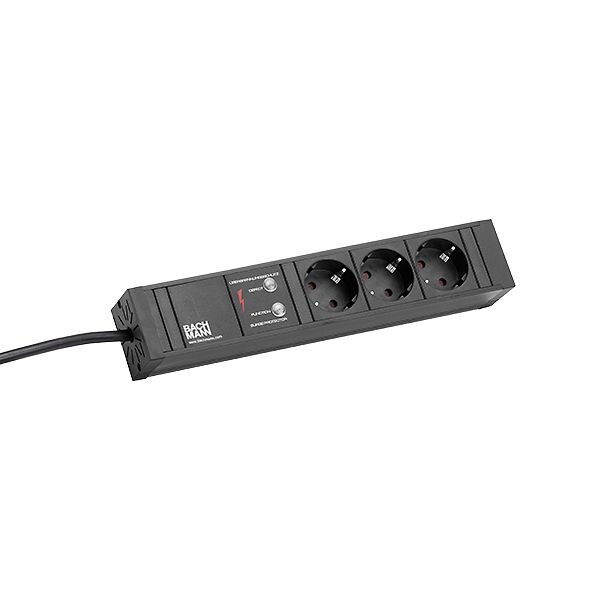 Bachmann Bachmann Steckdosenleiste 3-fach schwarz 2m 35° 420.0069 IP20 ÜSS 1,5qmm