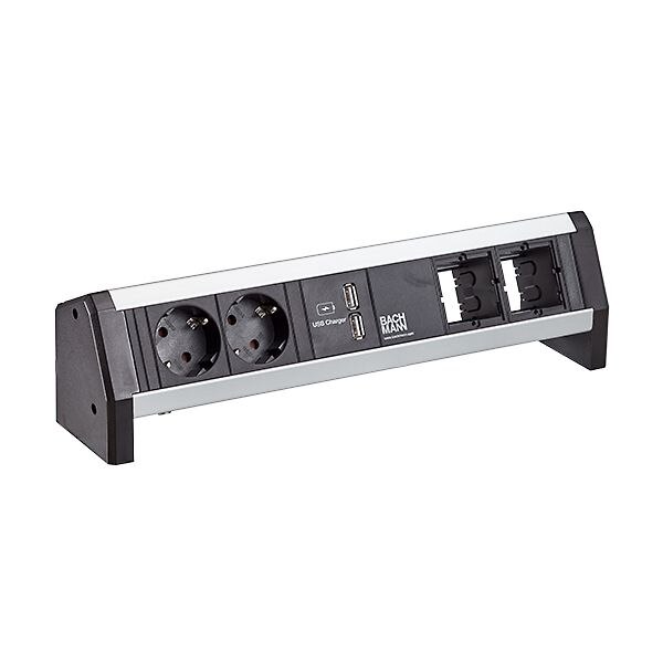 Bachmann Bachmann Steckdosenleiste 2-fach alu 1m 35° 902.0245 IP20 1,5qmm