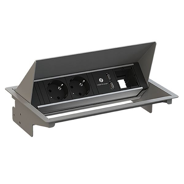 Bachmann Bachmann Steckdosenleiste 2-fach alu 0,2m 900.406 35° IP20 1,5qmm