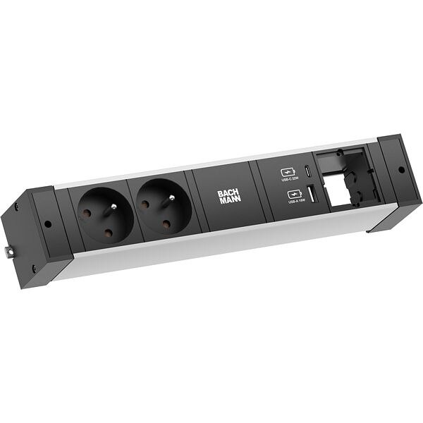 Bachmann Bachmann Steckdosenleiste alu 2xUSB 2m 941.322 35° IP20 1,5qmm