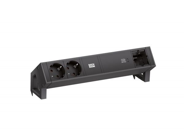 Bachmann Bachmann Steckdosenleiste 2-fach alu 1xUSB 902.967 0,2m 35° IP20 1,5qmm