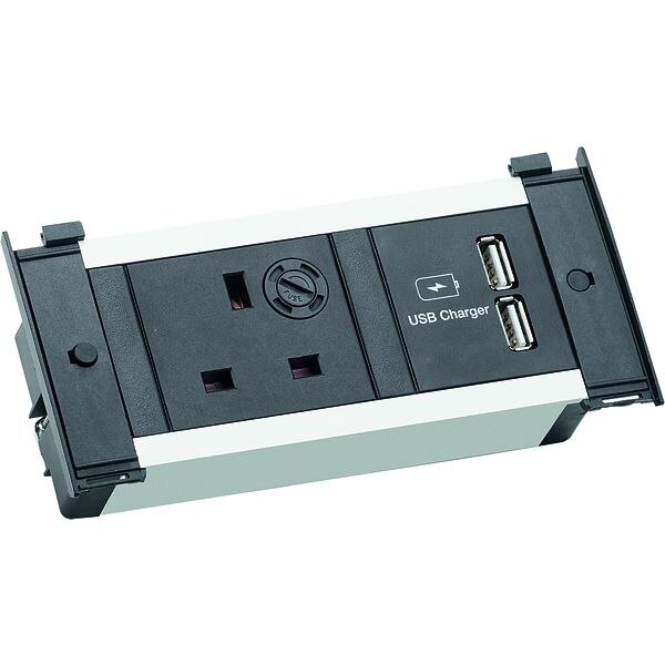 Bachmann Bachmann Steckdosenleiste 1-fach alu 1xUSB 927.257 2m 90° IP20 1,5qmm