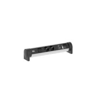 Bachmann Multi-Tischsteckdose Aufb 2USB 708.003 2Steckd schwarz Aluminium