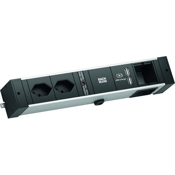 Bachmann Bachmann Steckdosenleiste 2-fach alu 2m 90° 941.004 IP20 1,5qmm