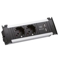 Bachmann Steckdosenleiste 2-fach schwarz 1xUSB 2m KAPSA 927.015 35° IP20 1,5qmm