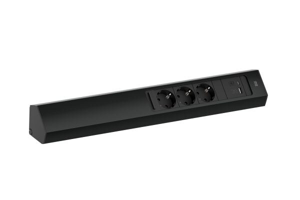 Bachmann Bachmann Multi-Tischsteckdose Aufb 2USB 932.106 3Steckd schwarz Aluminium