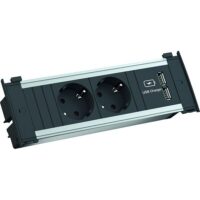 Bachmann Steckdosenleiste 2-fach alu 0,2m KAPSA 927.051 35° IP20 1,5qmm