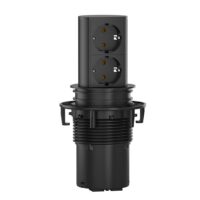Bachmann Multi-Tischsteckdose Aufb schwarz 928.0024 2Steckd Aluminium