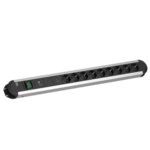 Bachmann Steckdosenleiste 9-fach alu 2m 35° 331.076 mit Ein/Aus IP20 Netzentstör ÜSS