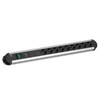Bachmann Steckdosenleiste 9-fach alu 2m 35° 331.076 mit Ein/Aus IP20 Netzentstör ÜSS