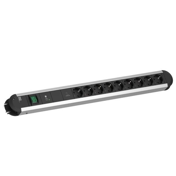 Bachmann Bachmann Steckdosenleiste 9-fach alu 2m 35° 331.076 mit Ein/Aus IP20 Netzentstör ÜSS