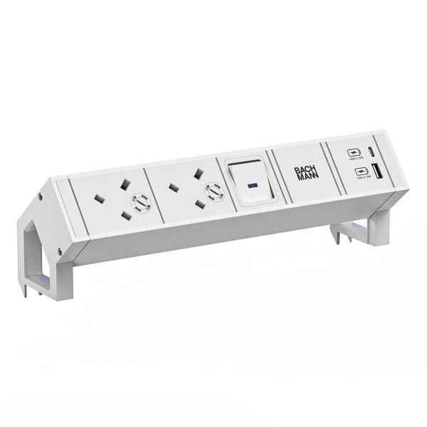 Bachmann Bachmann Multi-Tischsteckdose Aufb 1USB 902.3231 weiß Aluminium