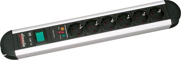 Bachmann Bachmann Steckdosenleiste 6-fach schwarz 2m 35° PRIMO 331.013 mit Ein/Aus IP20 ÜSS 1,5qmm