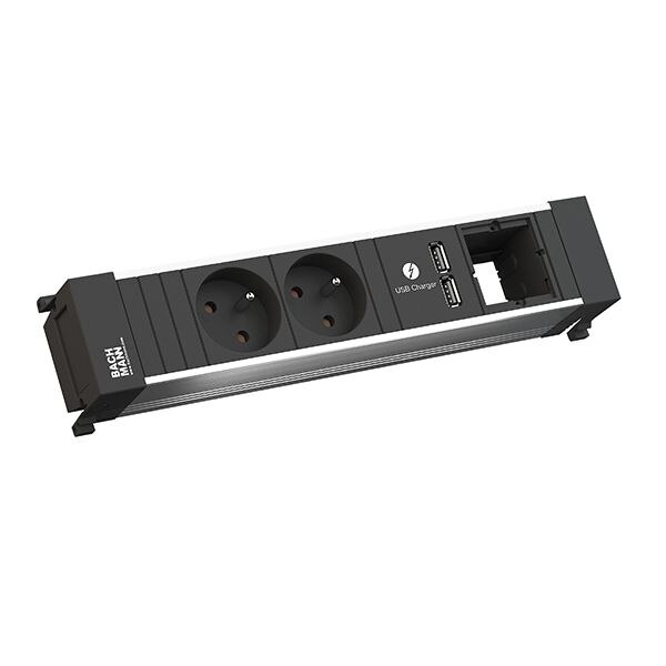 Bachmann Bachmann Multi-Tischsteckdose EB 1USB schwarz 916.0411 Kunststoff