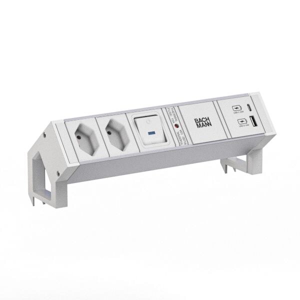 Bachmann Steckdosenleiste /2-fach weiß 1xUSB 937.423 mit Ein/Aus 0,2m IP20