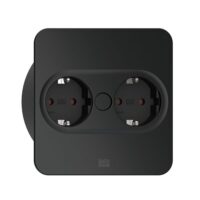 Bachmann Steckdose 2-fach schwarz matt Einb mit BS TWIST 946.101 Klappdeckel IP20