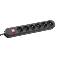 Bachmann Steckdosenleiste 6-fach schwarz 1,5m 35° 381.150K mit Ein/Aus IP20 1,5qmm