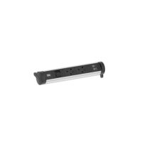 Bachmann Multi-Tischsteckdose Aufb 2USB 706.003 schwarz Aluminium