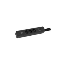 Bachmann Steckdosenleiste 3-fach schwarz 1xUSB 2m 350.017 35° IP20 1,5qmm