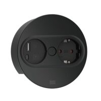 Bachmann Steckdose 1-fach schwarz matt 1USB-A Einb TWIST 946.104 1USB-C mit BS Klappdeckel IP20