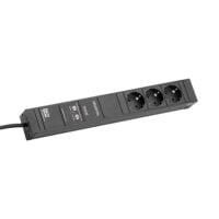 Bachmann Steckdosenleiste 3-fach schwarz 2m 35° 420.0068 IP20 Netzentstör ÜSS 1,5qmm
