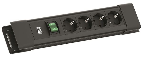 Bachmann Bachmann Steckdosenleiste 4-fach schwarz 2m 45° CONNECTUS BM005913 mit Ein/Aus IP20