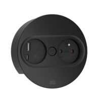 Bachmann Steckdose 1-fach schwarz matt 1USB-A Einb TWIST 946.106 1USB-C mit BS Klappdeckel IP20