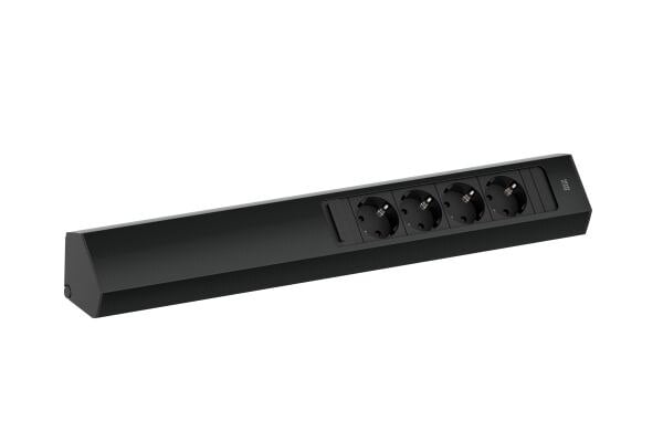 Bachmann Bachmann Multi-Tischsteckdose Aufb schwarz 932.104 4Steckd Aluminium