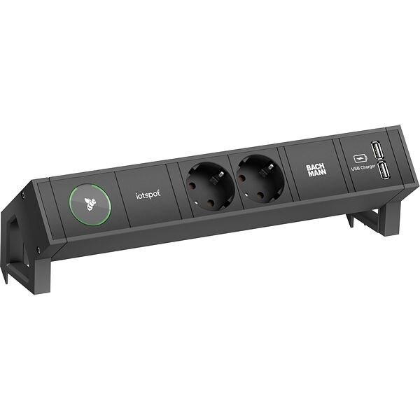 Bachmann Bachmann Steckdosenleiste 2-fach schwarz 1xUSB 902.800 0,2m 35° IP20 1,5qmm