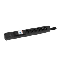 Bachmann Steckdosenleiste 6-fach schwarz 2m 35° 350.014 IP20 FI-Schalter 1,5qmm