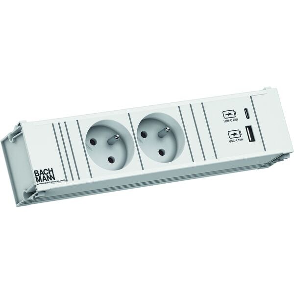 Bachmann Bachmann Multi-Tischsteckdose EB 2USB weiß 912.704 Aluminium