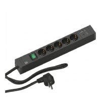 Bachmann Steckdosenleiste 5-fach schwarz 2m 35° Connect Line 420.0211 mit Ein/Aus IP20