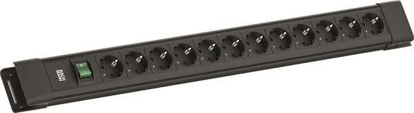 Bachmann Bachmann Steckdosenleiste 12-fach schwarz 2m 45° CONNECTUS BM005908 mit Ein/Aus IP20