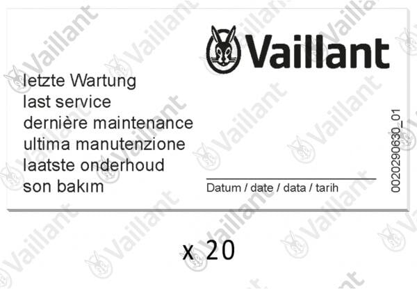 VAILLANT Wartungsaufkleber, (x20) Vaillant-Nr. 0010027639