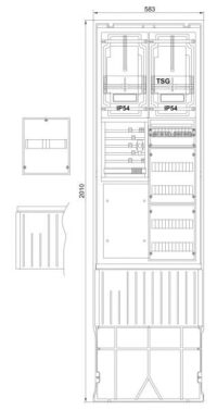 F-Tronic Zähleranschlusssäule 2-feldrig 2-3.HZ ohne Haube ZSA202-2-SB-ZK-TSG-HT