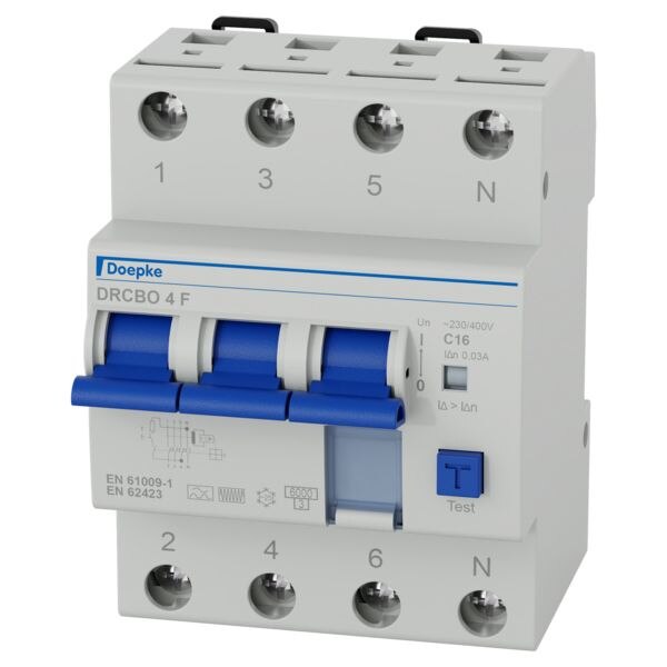DOEPKE FI/LS-Schutzschalter C16 3-polig+N F DRCBO 4 C16/0,03/3N-F 0,03A 6kA 4TE 3-polig