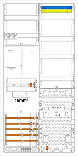 F-Tronic Komplettschrank Aufputz 1Z 1stö IP43 3HZ721APZRFZB6-16 2Feld SS_5p