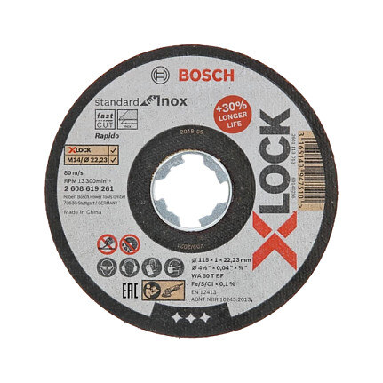 Bosch Powertools PRO Stainless Steel and Metal X-LOCK Trennscheibe, 115mm (Bohrung 22,23mm, WA 60 T BF, gerade)