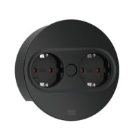 Bachmann Steckdose 2-fach schwarz matt Einb mit BS TWIST 946.100 Klappdeckel IP20