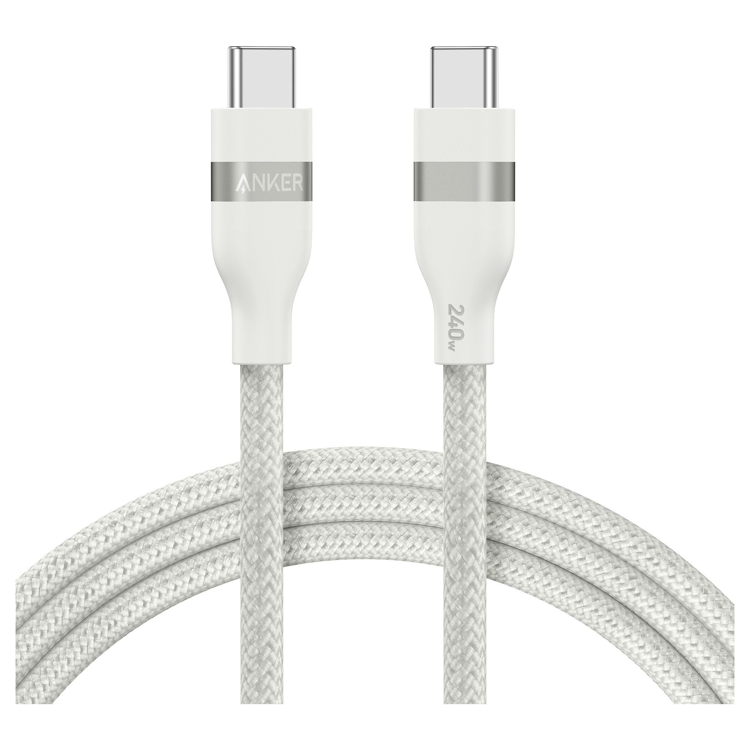 ANKER USB-C auf USB-C Kabel 90cm 240W Upcycled geflochten PCR Soft-touch weich und robust USB-IF zertifiziert weiß