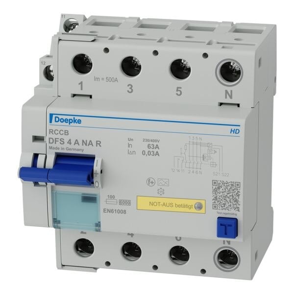 Doepke DOEPKE FI-Schutz mit Zusatz 4-polig 400V 63A DFS4 063-4/0,03-A NA R 0,03A NOT-AUS A