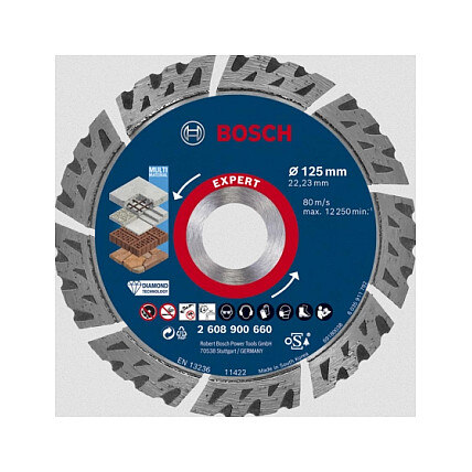 Bosch Powertools Diamanttrennscheibe Expert MultiMaterial, 125mm (Bohrung 22,23mm)